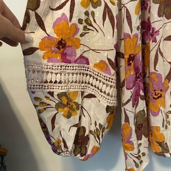 Angie top women’s 1X boho peasant crochet bloomcore lagenlook floral festival - Picture 3 of 10